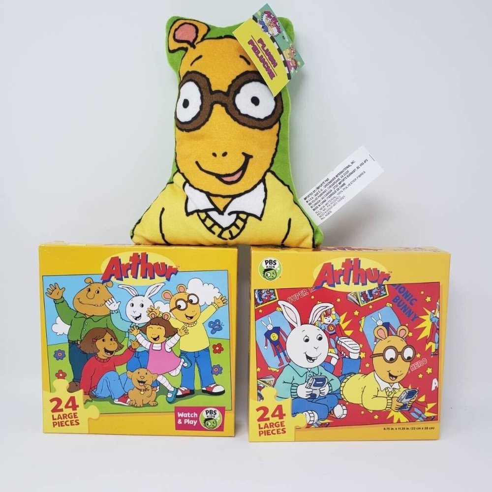 Arthur Show Bundle  2 Puzzles and Matching Plush! 24 Piece Puzzles and 7'' Plush - Picture 2 of 12
